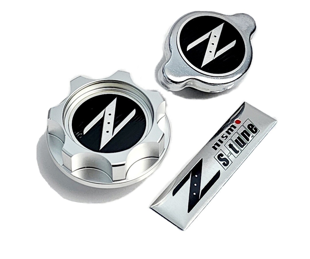 RADIATOR CAP + OIL CAP SILVER BDC STYLE FOR Z 300ZX 350Z 370Z ENGINE JDM 