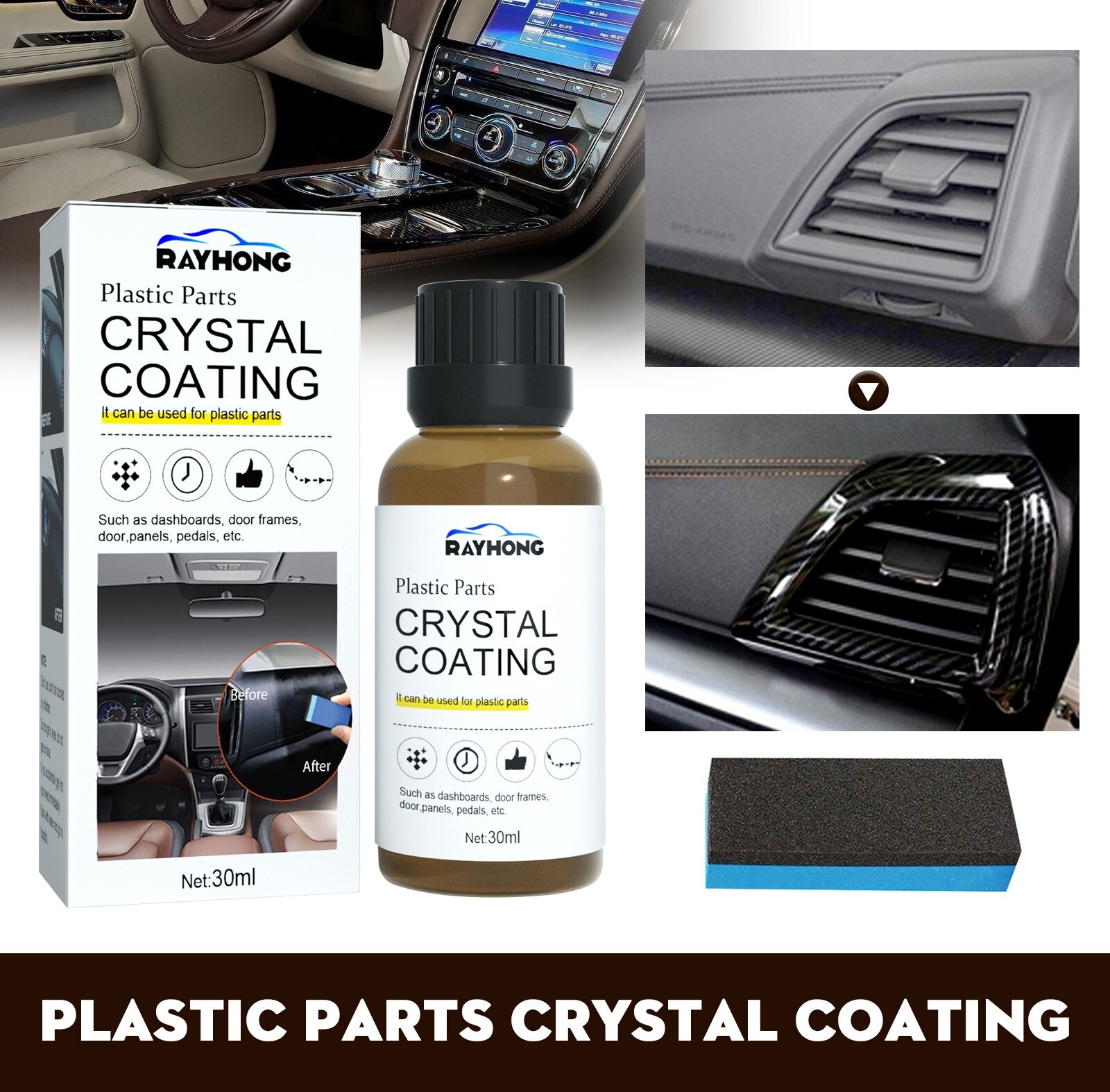 2 Sets Plastic Parts Crystal Coating Car Refresher Agent Maintenance Accessories