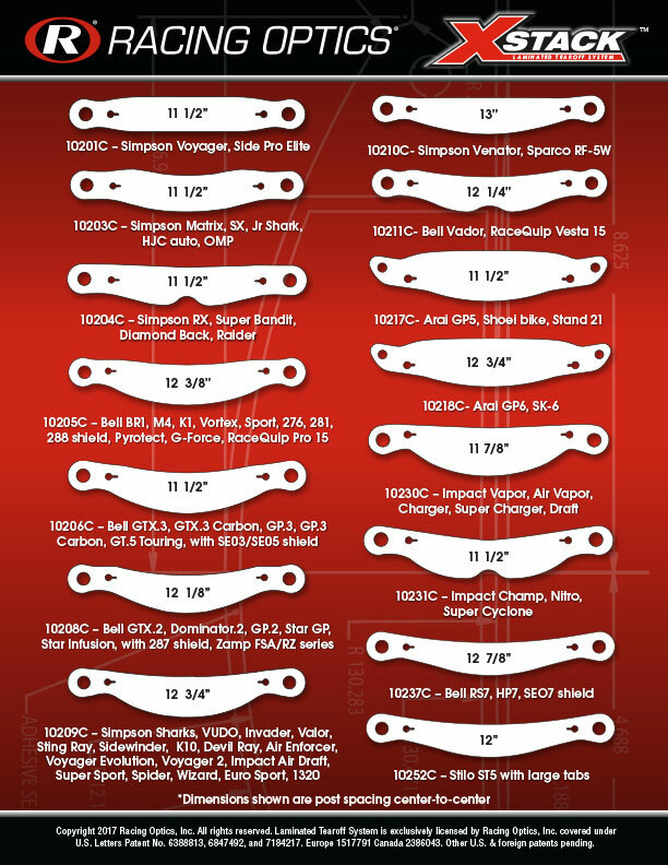 Racing Optics X Stack Tear Offs | Stilo ST5 | Large Tabs 10252C 30 Pack