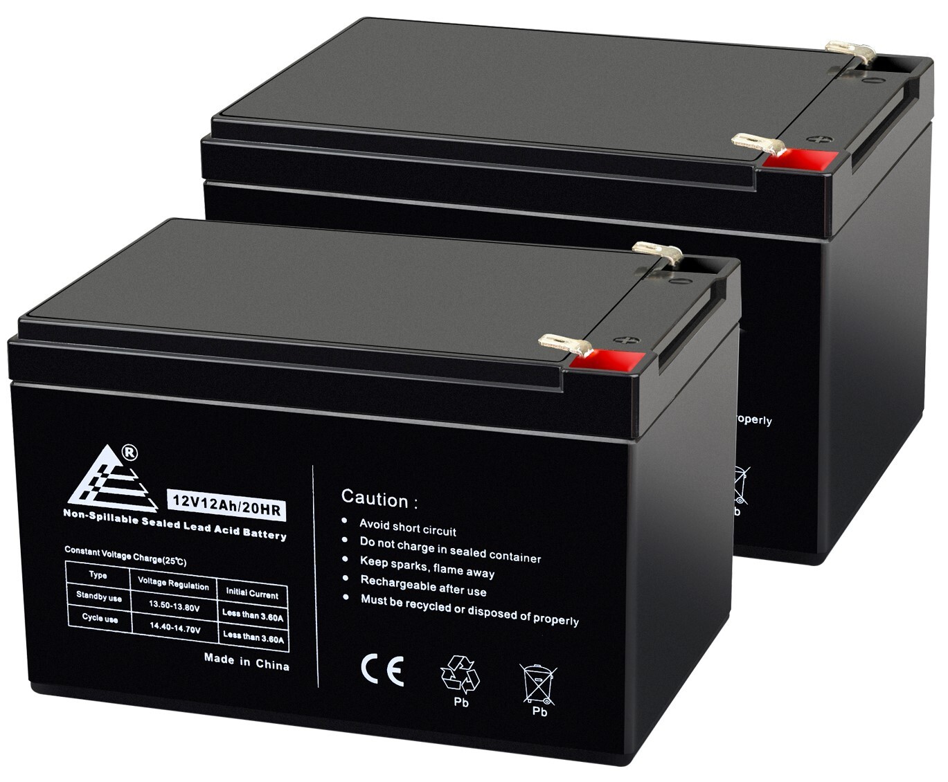 12 Volt 12Ah_2 Pack - Replaces UB12120F2 12V 12Ah F2 Wheelchair Scooter Battery