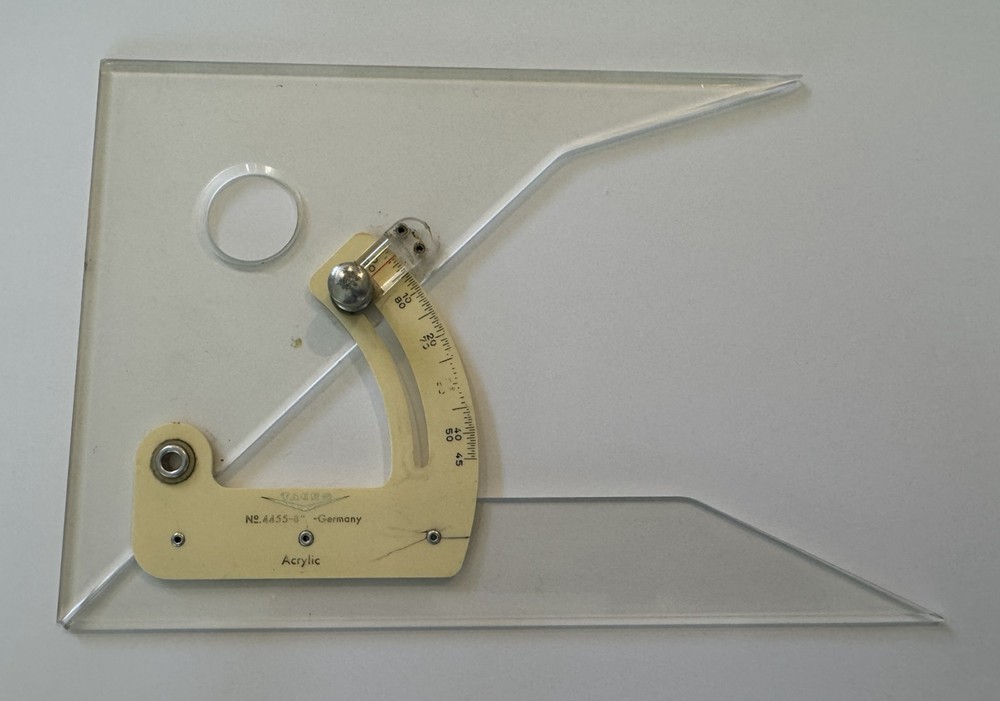 TACRO 4455-8" Made in Germany Engineering Adjustable Drafting Triangle Acrylic