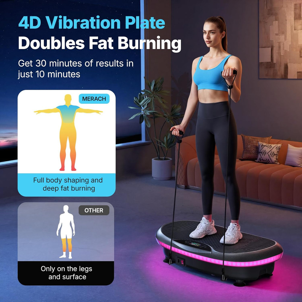 Vibration Plate Exercise Machine, 4D Whole Body Workout Vibrating Platform for L