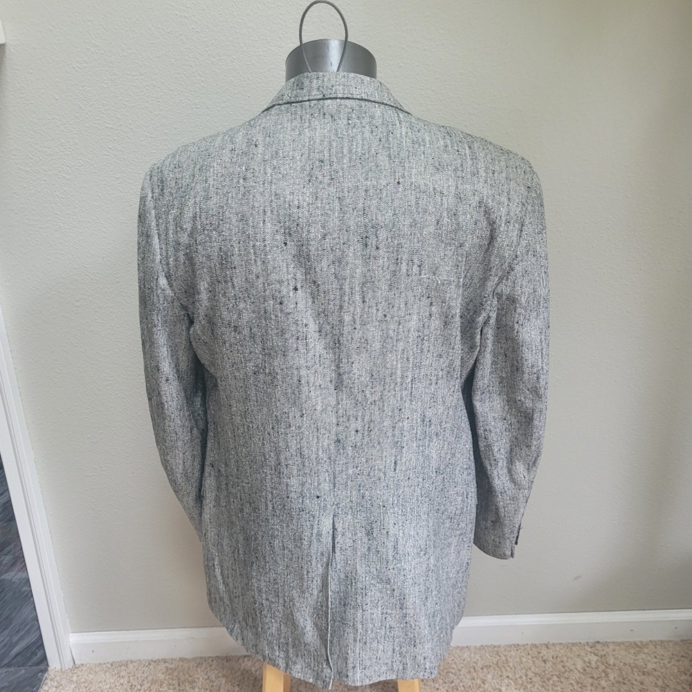 Savile Row Blazer 2 Button Coat Jacket Black Herringbone 34L