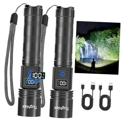 LED Rechargeable Flashlights 9900 High Lumens 2Pack, Super Bright Flashlight,