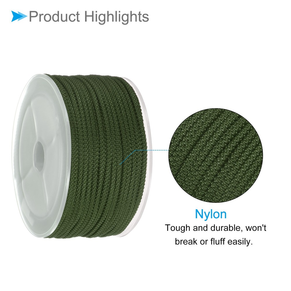 Nylon Thread 2mm 15m String for DIY Craft Dark Olive Green