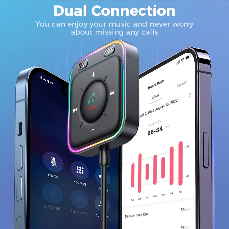 JOYROOM Bluetooth 5.4 AUX Car Adapter Dual Mics Bluetooth Receiver for Car Hands