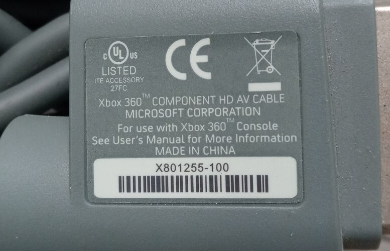 Genuine Microsoft Xbox 360 Component HD AV Cable