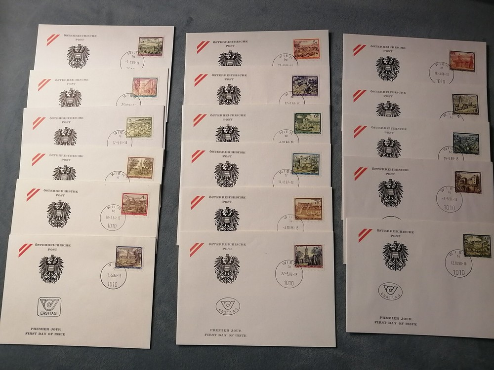 1984-92 Austria FDCs:  17 Austria FDCs