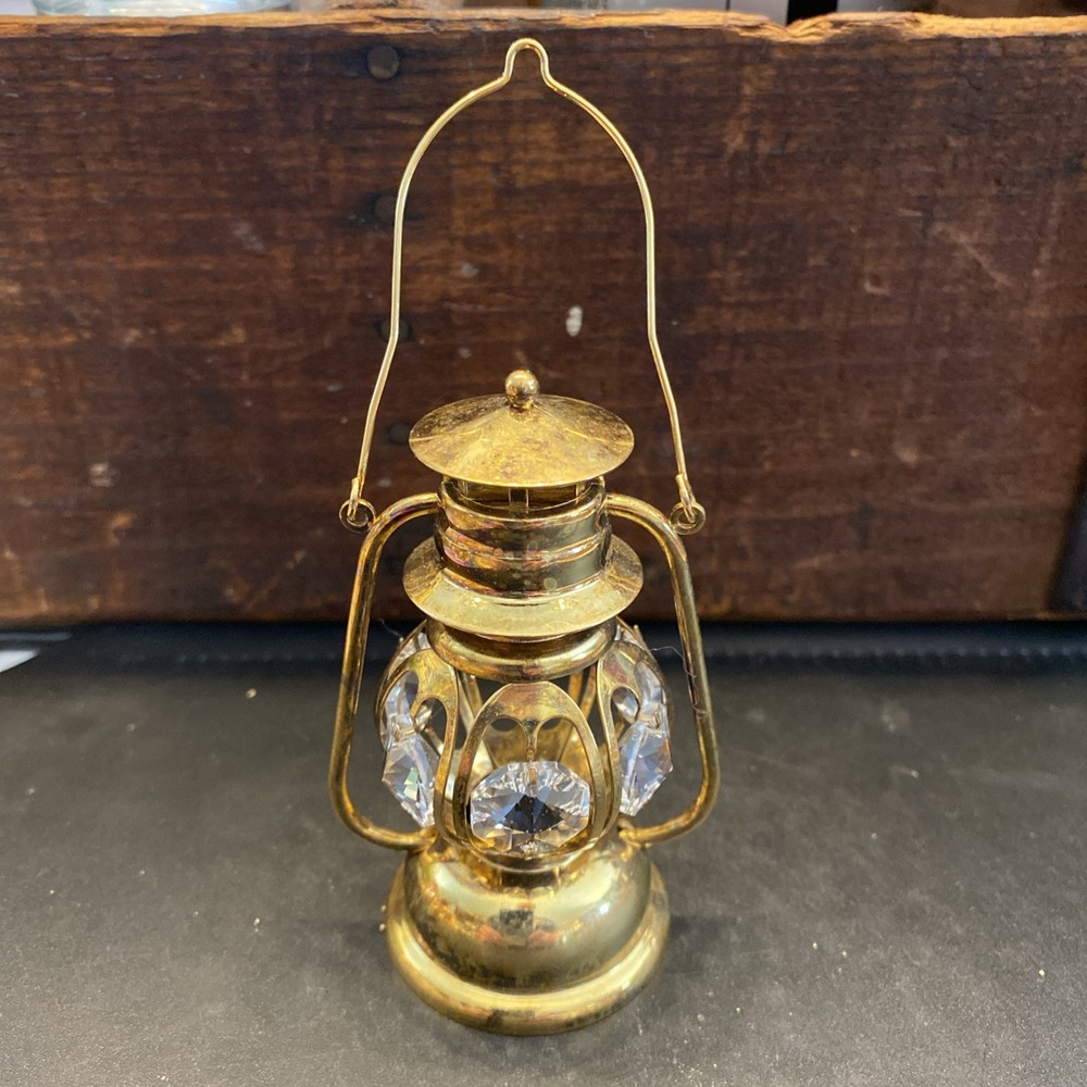 Gold Tone Crystals Railroad Lantern 3"