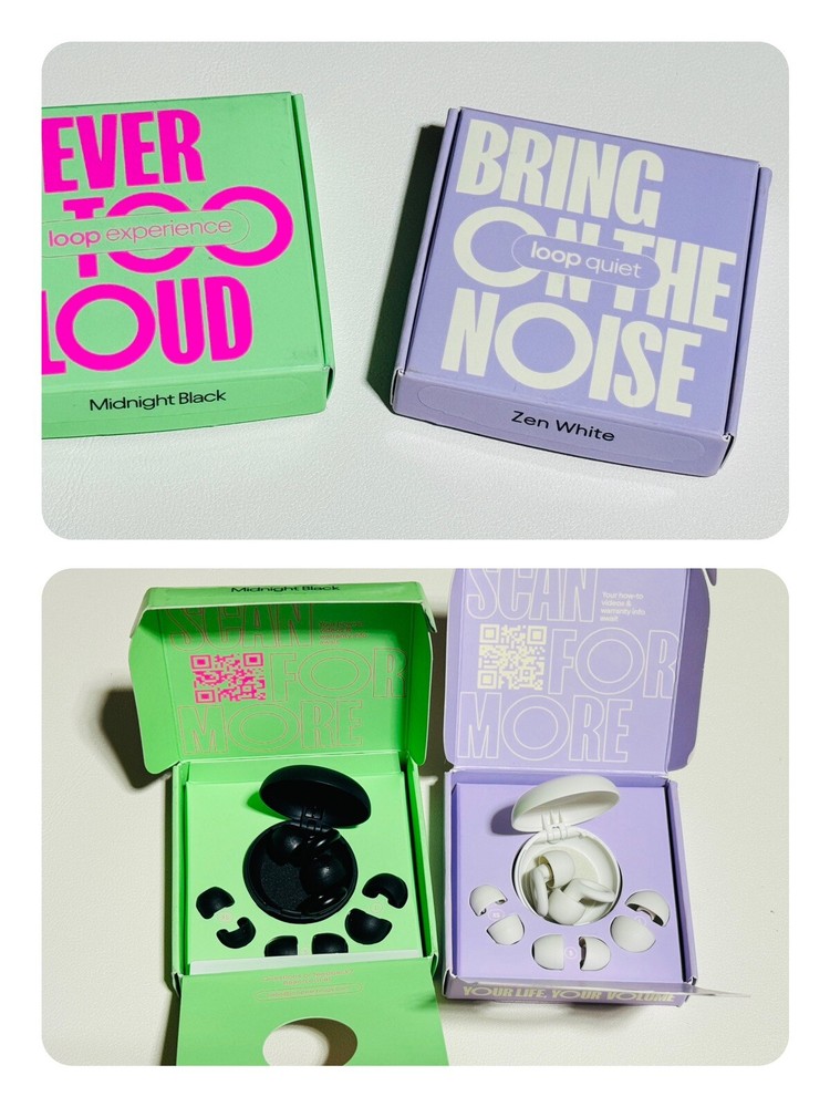 2 Earplugs Loop Earplug Midnight Black Noise Reduction 7+loop Quiet Zen White 14