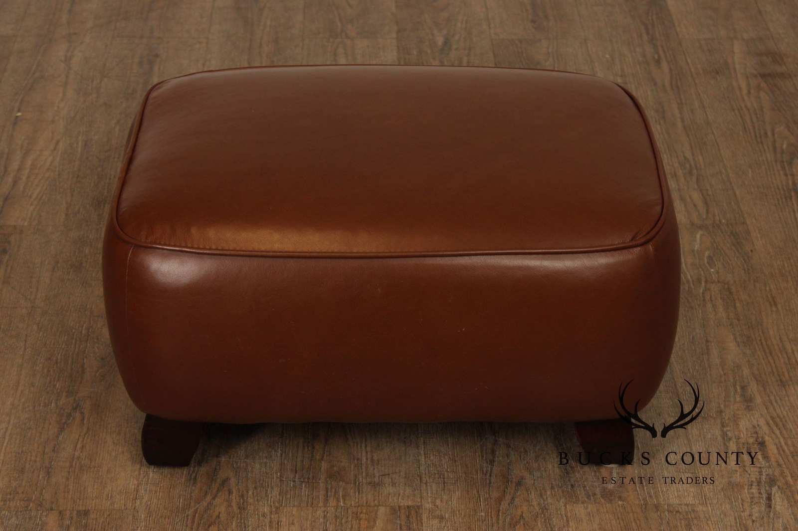 Precedent Traditional Pair of Leather Ottomans