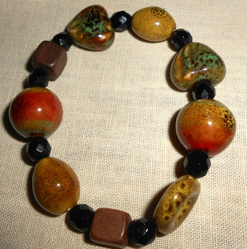 Artisan Multi Bead Design Stretch Bracelet- Colorful