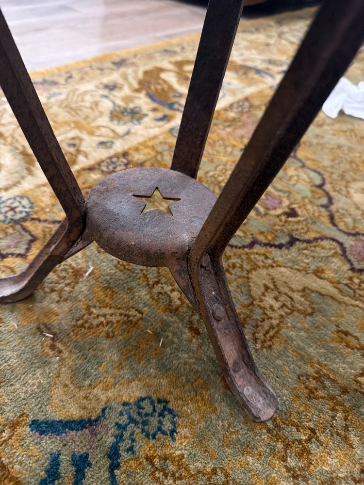 antique metal milking stool
