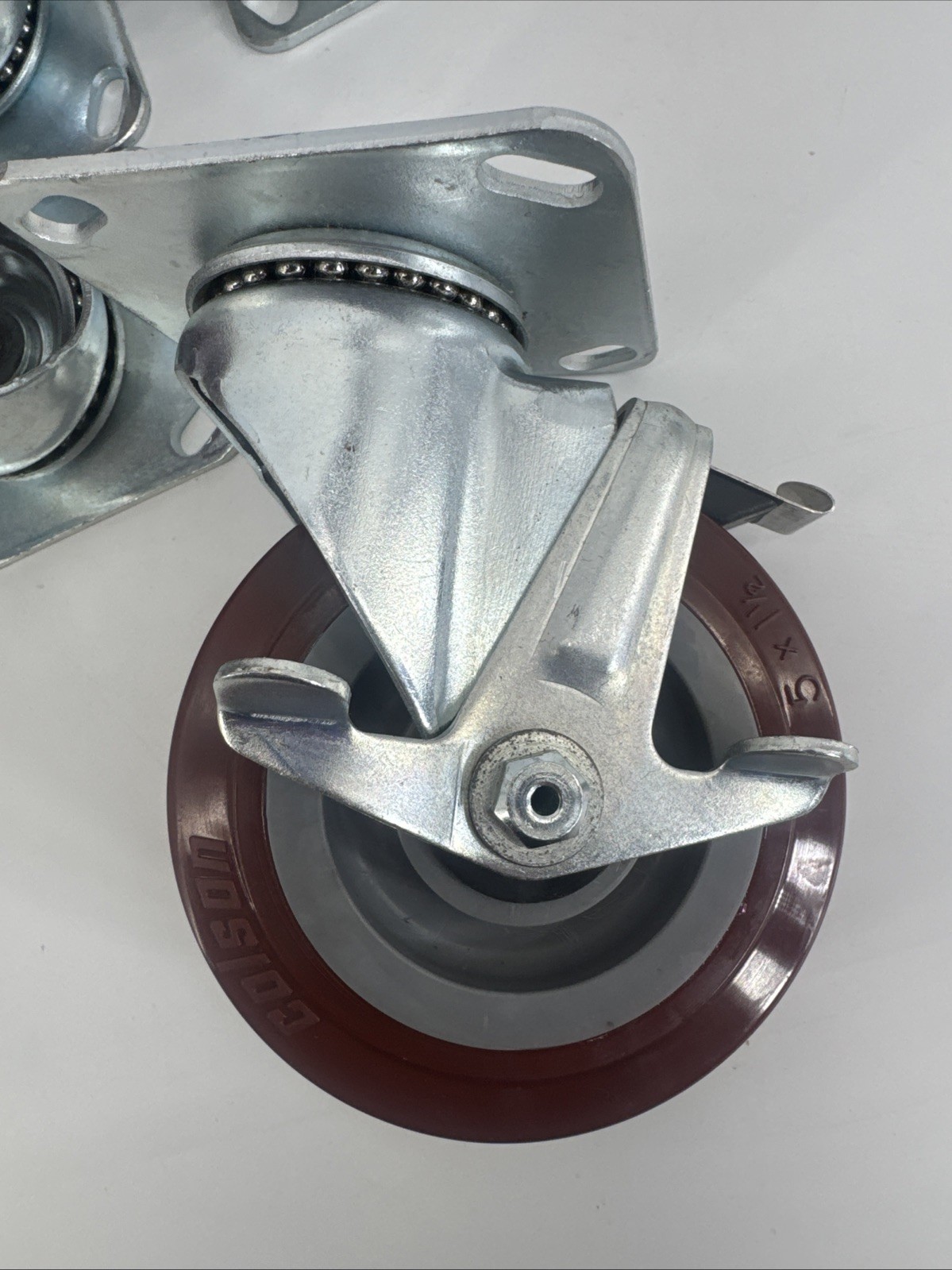 4PK Colson 5" x 1.5" Polyurethane Swivel & Fixed Caster Wheels W/ Brakes