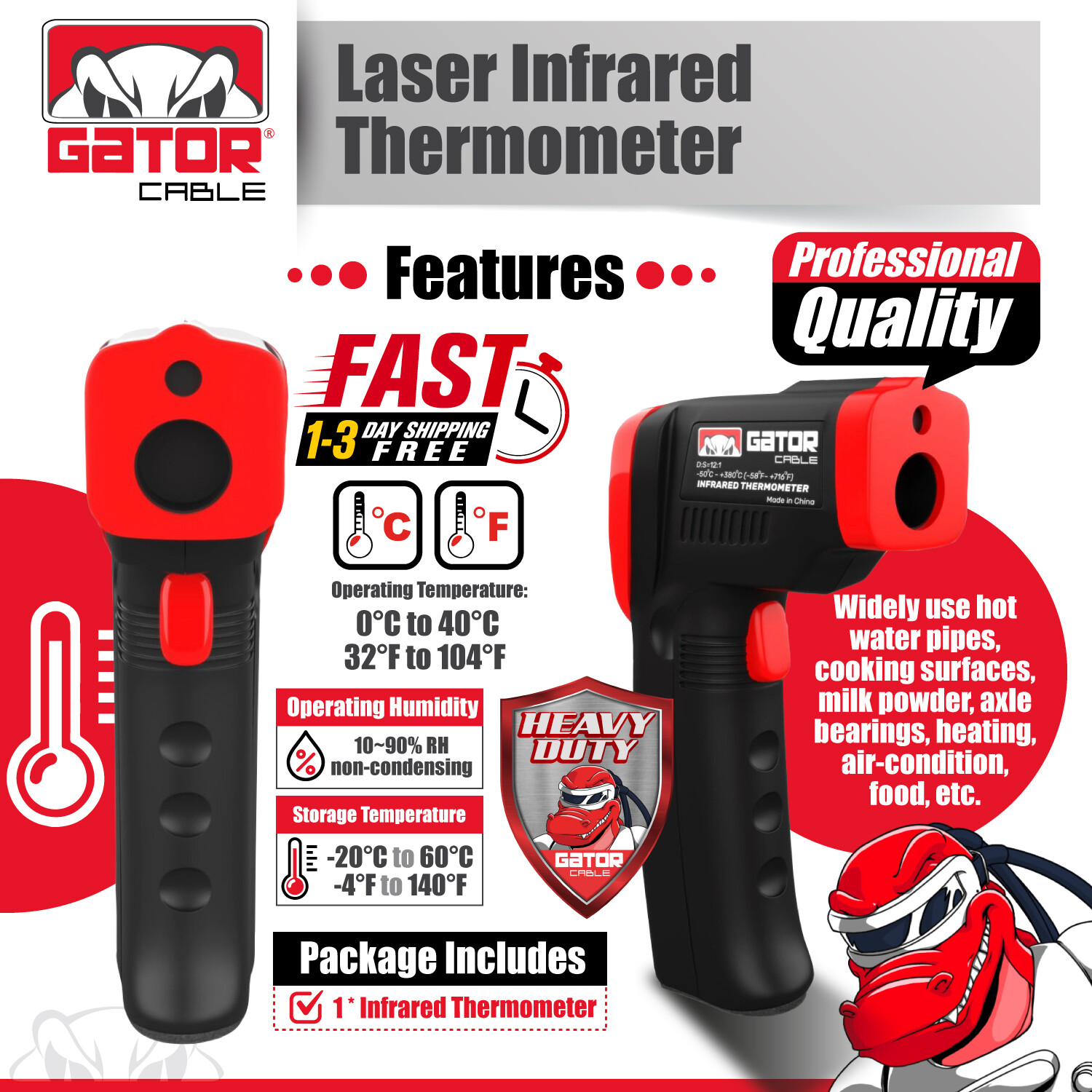 Infrared Laser Thermometer Gun No-Contact Digital Temperature Measurement Tester