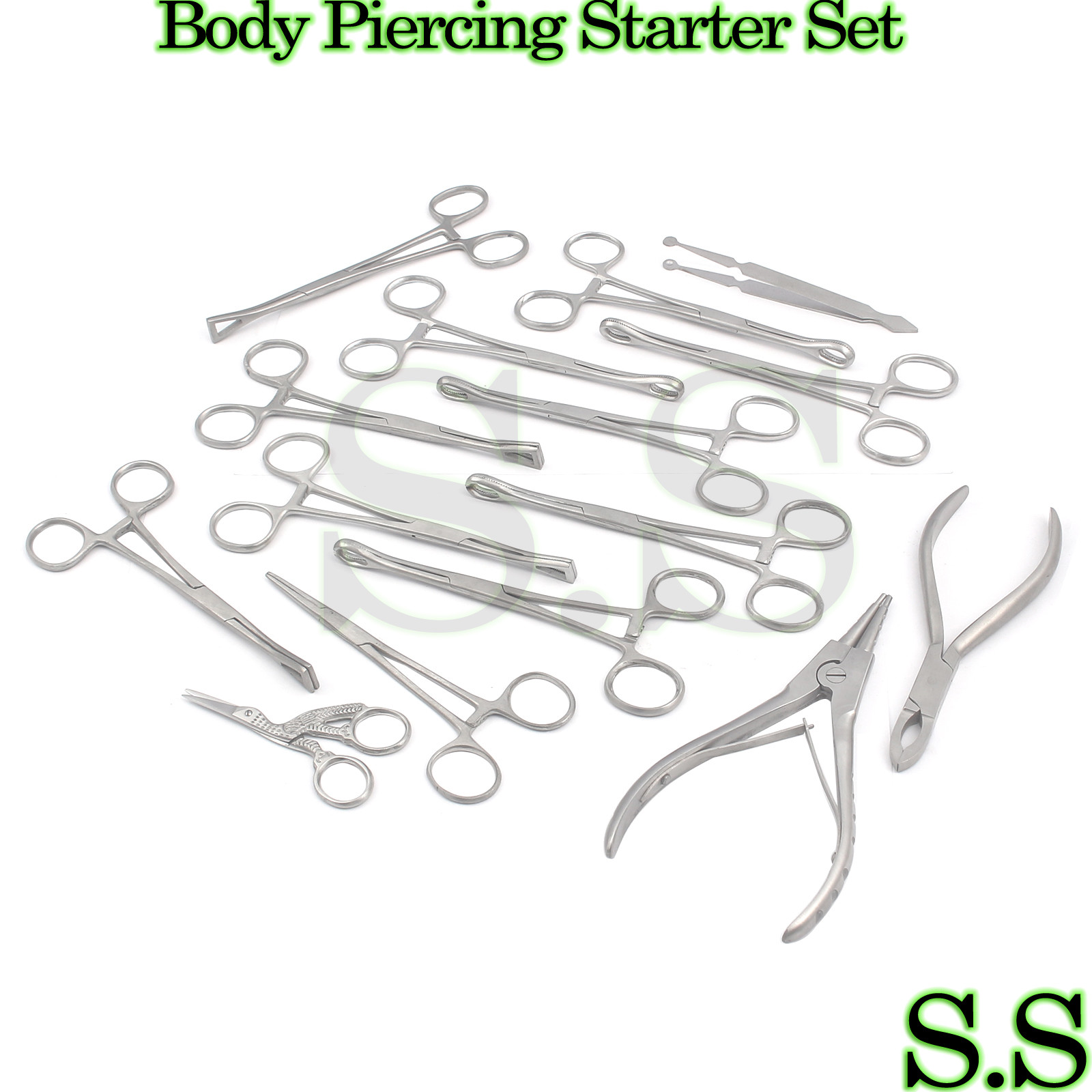 16 BODY PIERCING Starter Set Hemostat SPONGE CLAMP Surgical Instrument DS-884