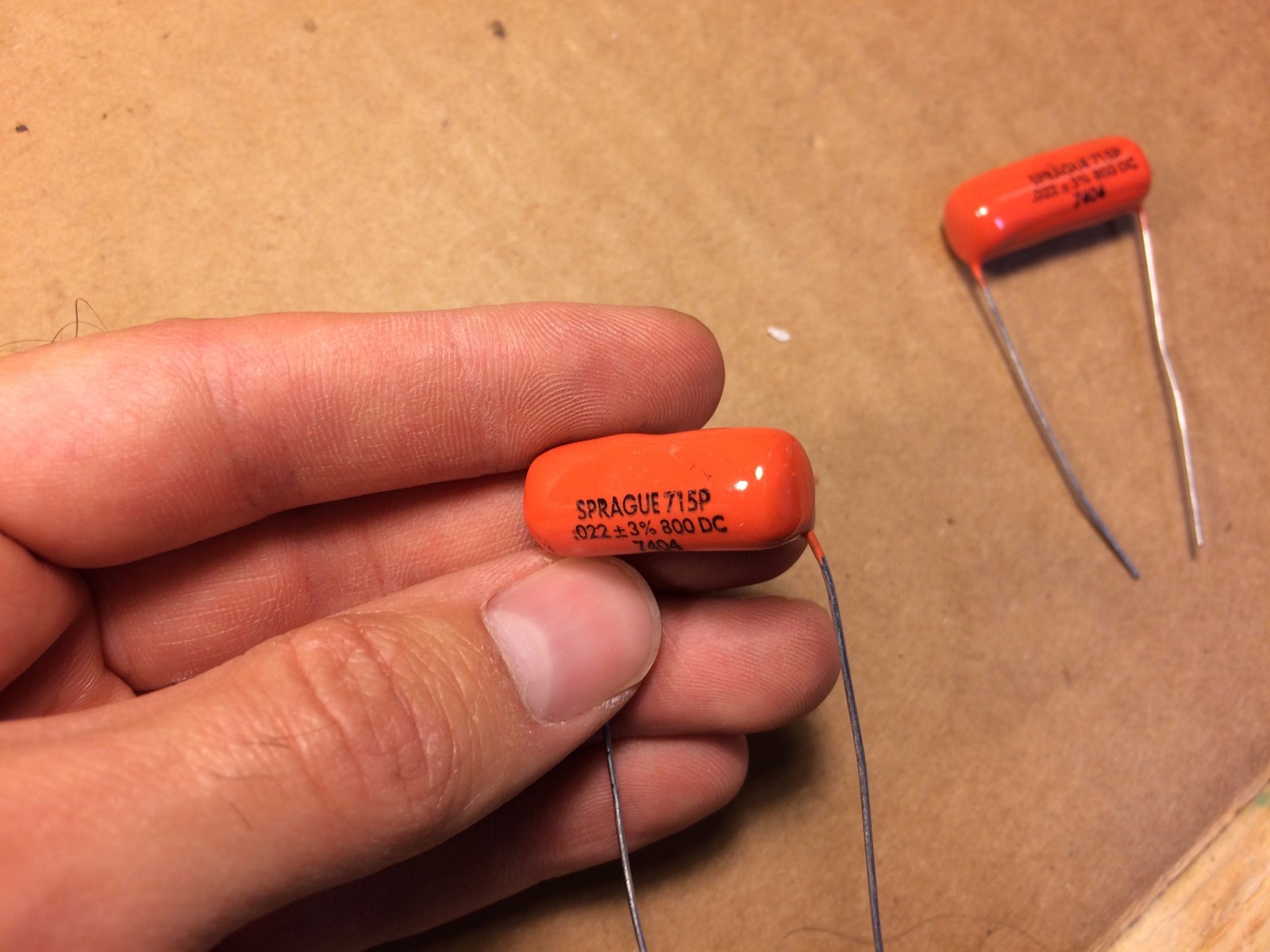 2 NOS Vintage 1974 Sprague Orange Drop .022 uf 800v Capacitors Tone Caps 600v