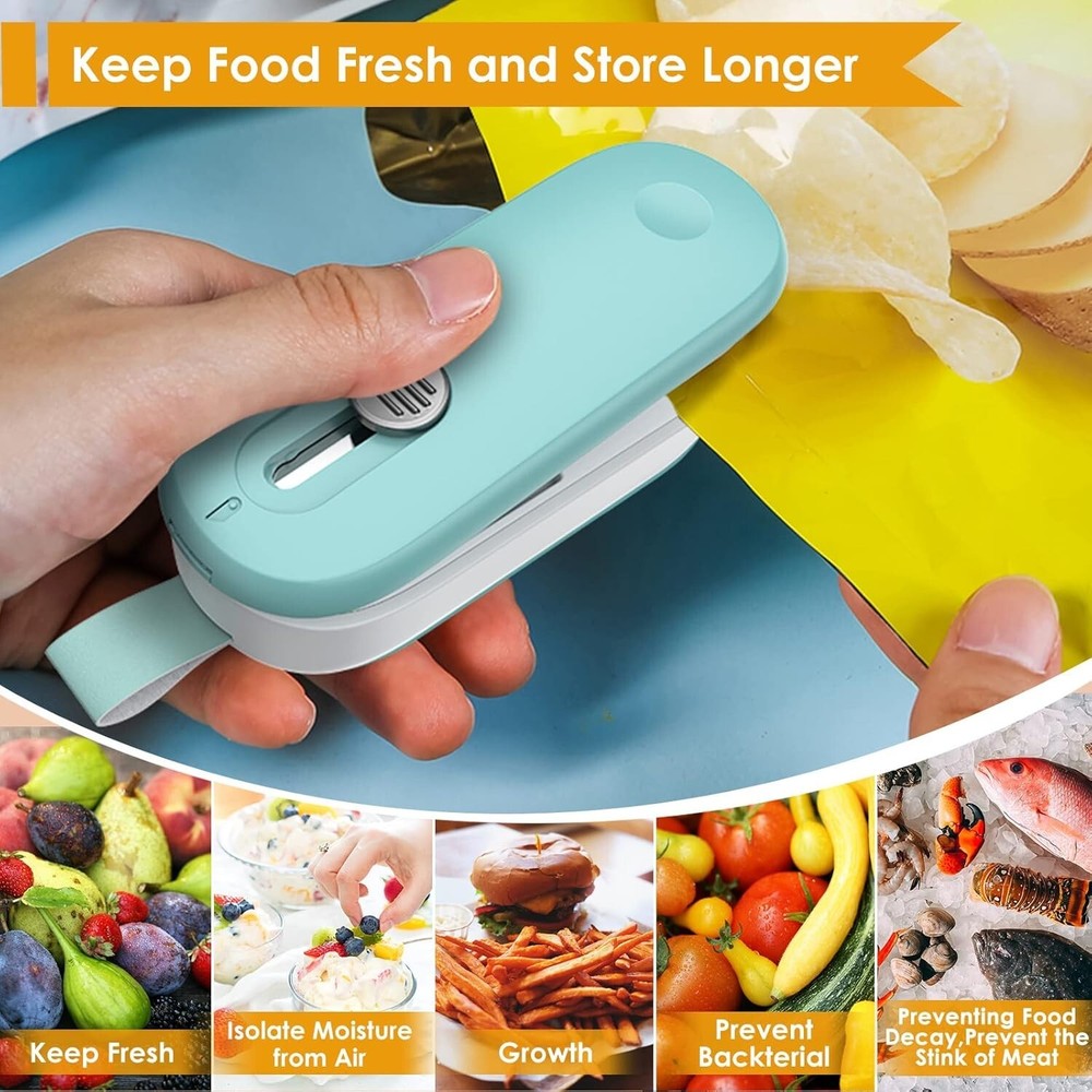 Battery-Powered Mini Sealer & Cutter - No Preheating Needed for Freshness