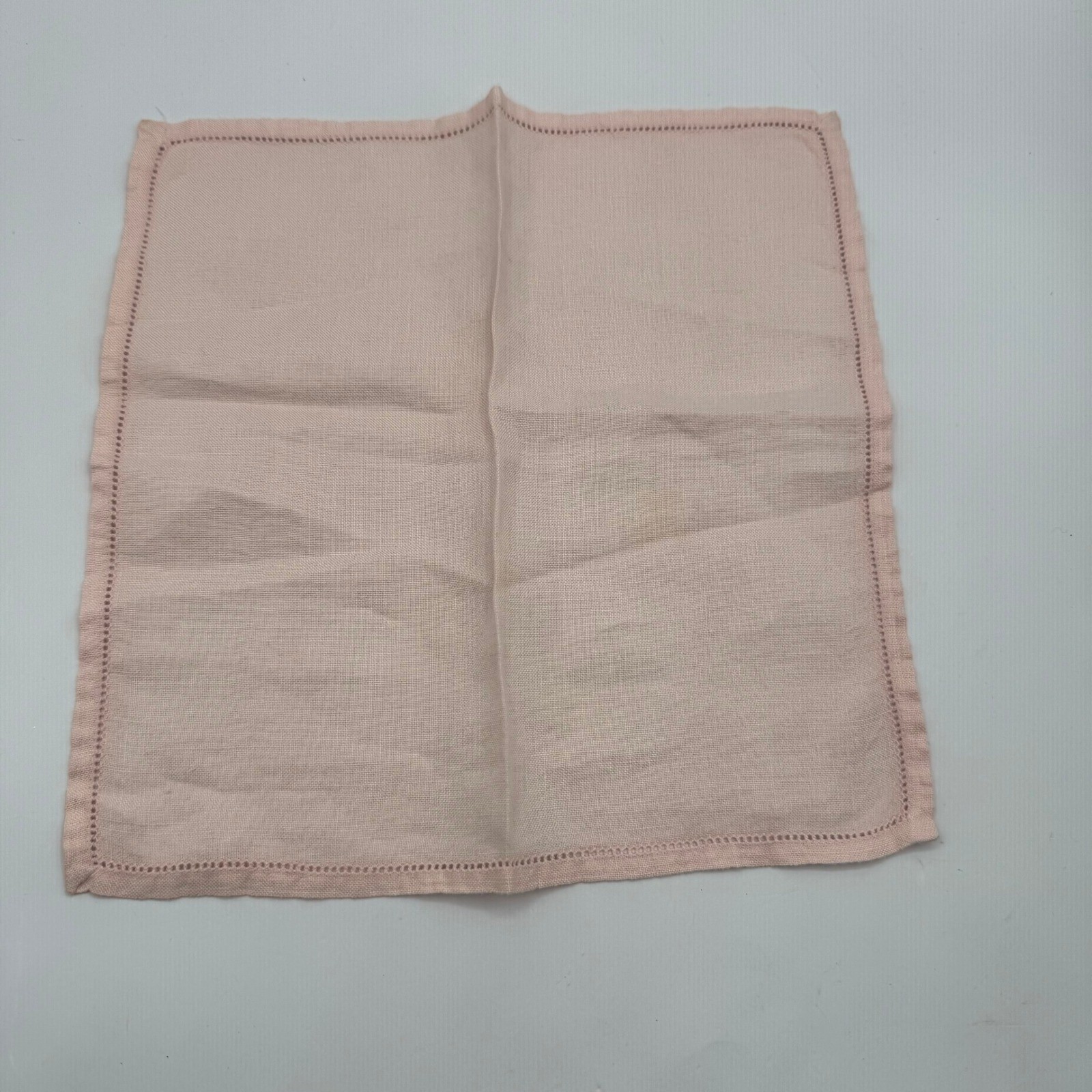 Hemstitch Linen Napkins Set of 4 Pink Vintage Table Linens 10x10 Read