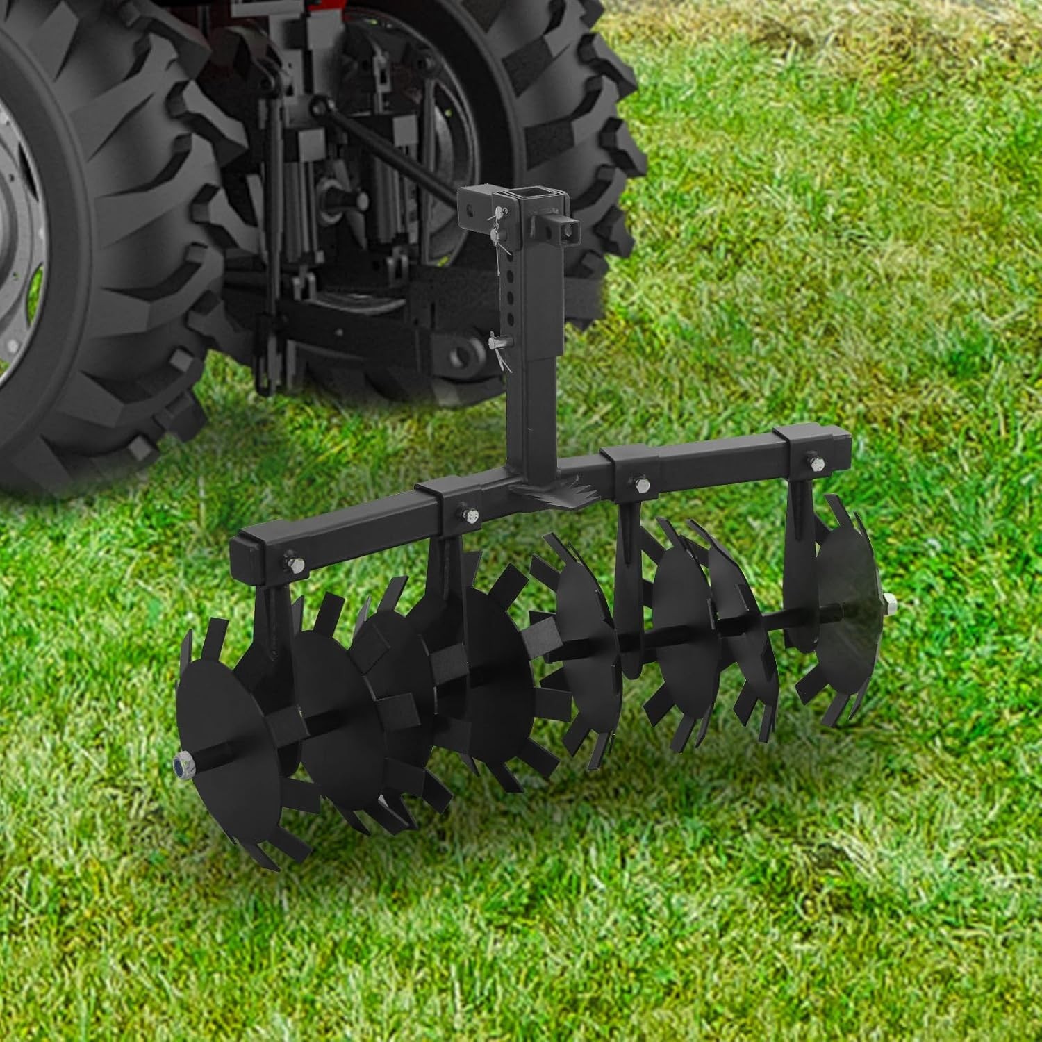 32" Cut Width ATV/UTV Disc Plow Harrow With 2" Receiver Hitch Heavy Duty Attach