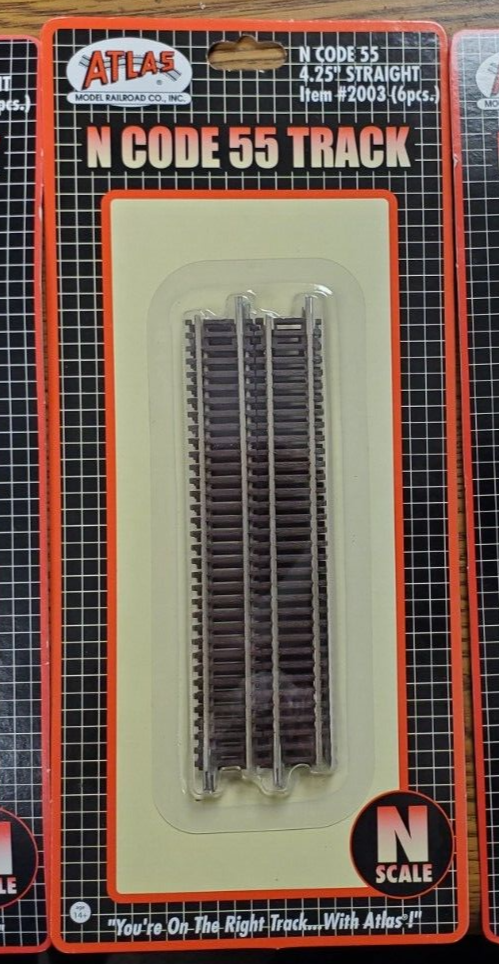 Atlas 2003 N Scale Code 55 4.25" Straight Track (6) pcs