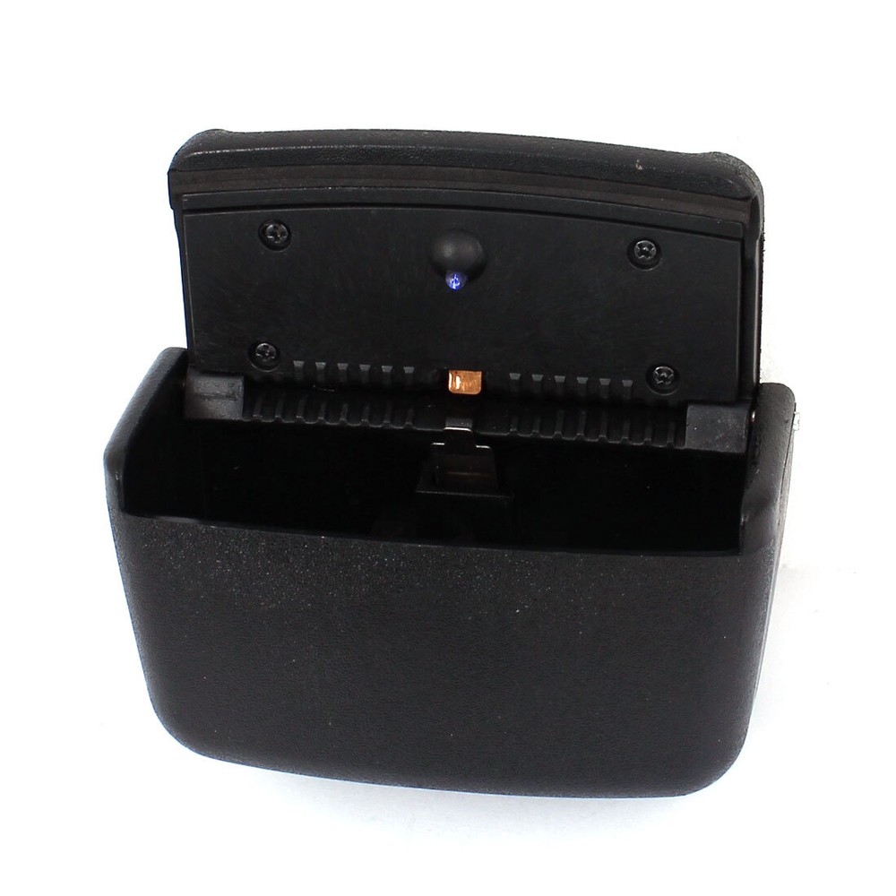 Car Black Plastic Rectangle Shape Blue LED Light Cigarette Ashtray Holder