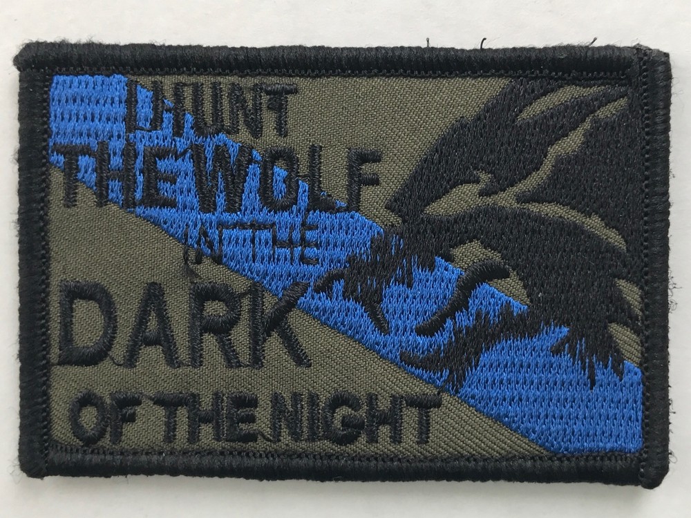 THIN BLUE LINE LONE WOLF DARK NIGHT Police SWAT Tactical Hook/Loop Patch