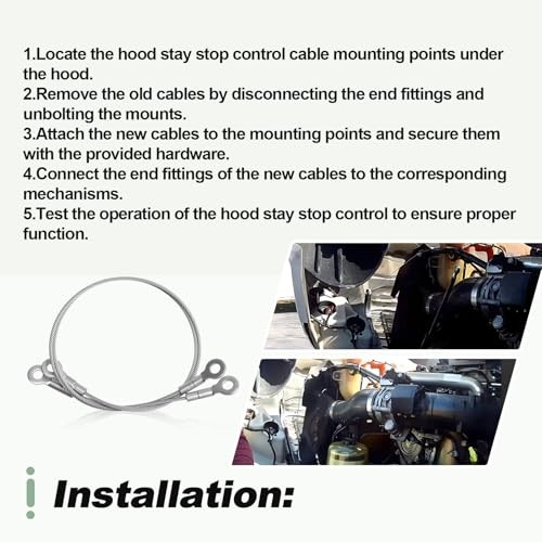2 PCS Hood Stay Stop Control Cable Set Compatible with 2008-2017 Freightliner