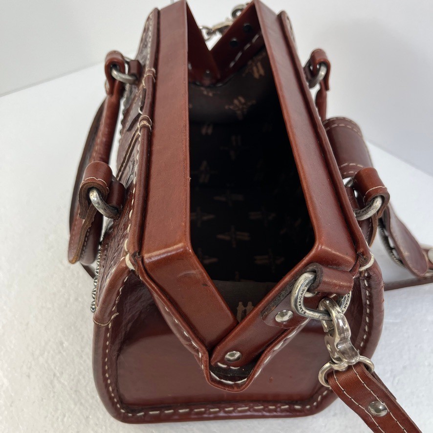 American West Tooled Leather Western Satchel Concho Crossbody Bag Cowgirl