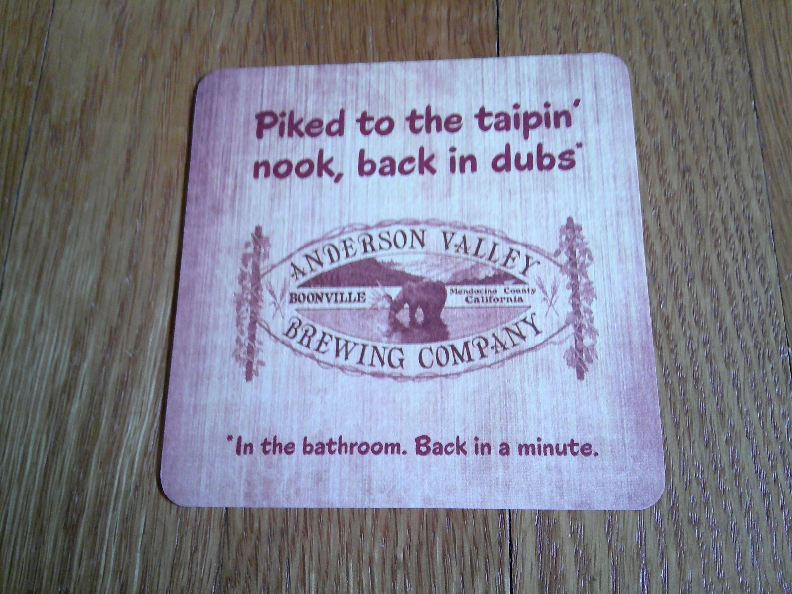Boontling Beer Coaster Folk Language Anderson Brewing Boonville CA Collectible
