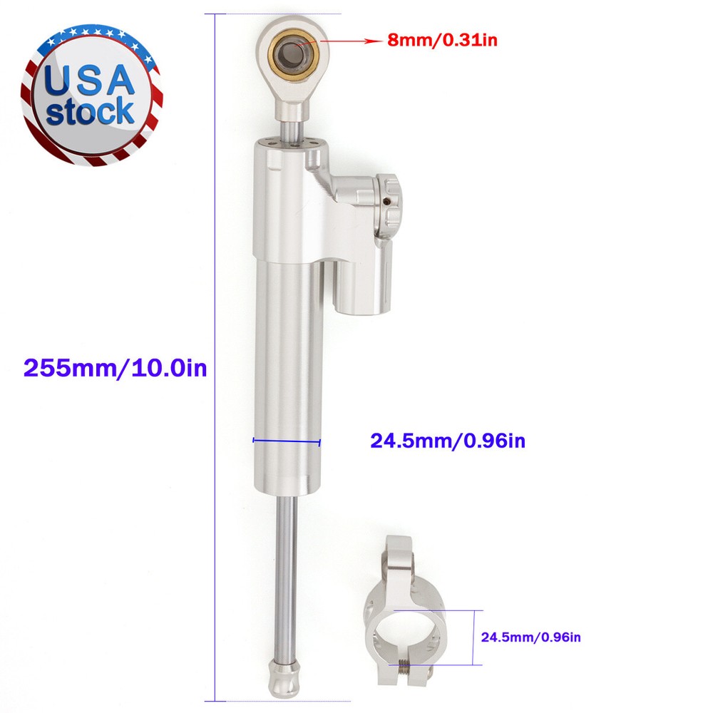 Motorcycle Silver Steering Damper Stabilizer Linear Reversed Safety Control
