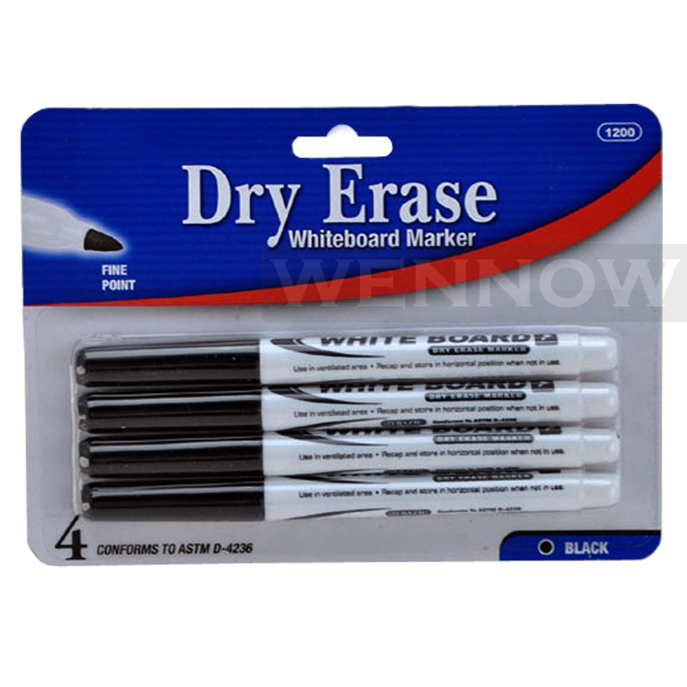 4 Pcs Black Fine Tip Dry-Erase Markers