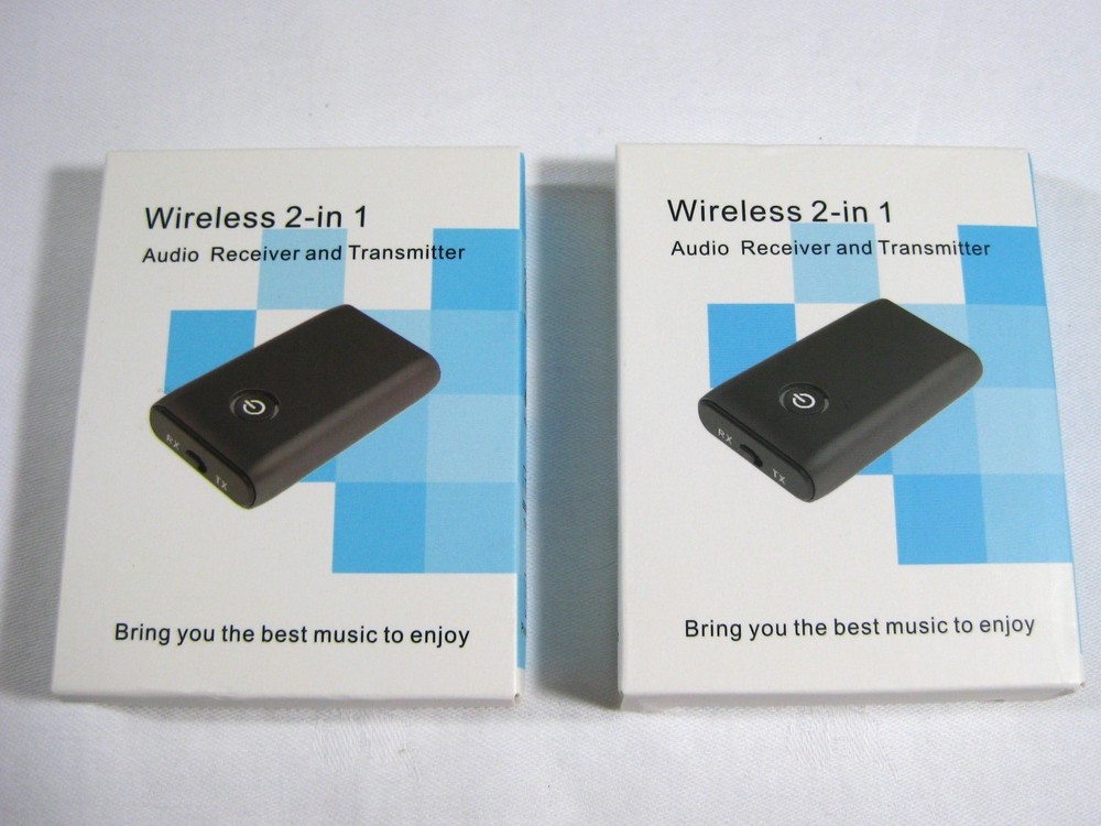 Bluetooth 5.0 Transmitter Receiver 2-in-1 TX/RX 3.5mm Aux Adapter Qty 2 NOB