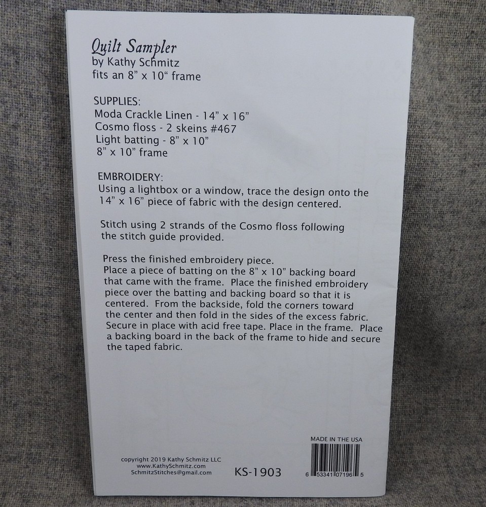 Quilt Sampler Redwork Embroidery Pattern stitch needle thread Kathy Schmitz