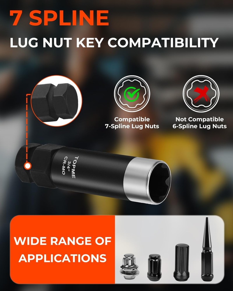 7 Spline Lug Nut Key Set,3 Piece 7 Point Socket...