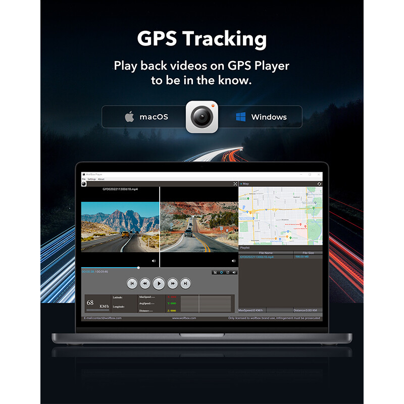 WOLFBOX G930 4K 10" Rear View Mirror Camera, Dash Cam Front and Rear for Car