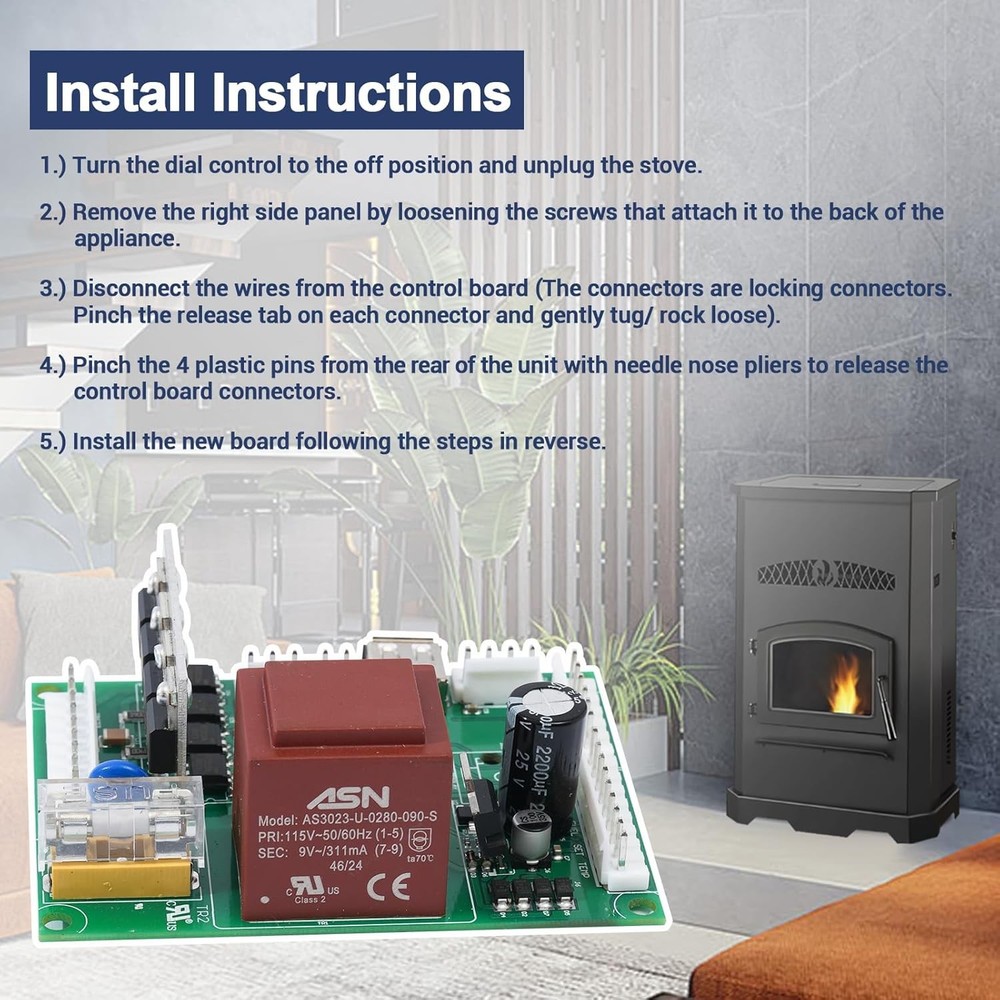 Circuit Control Board Replacement for PelPro PP130, Pleasant Hearth PH50PS...
