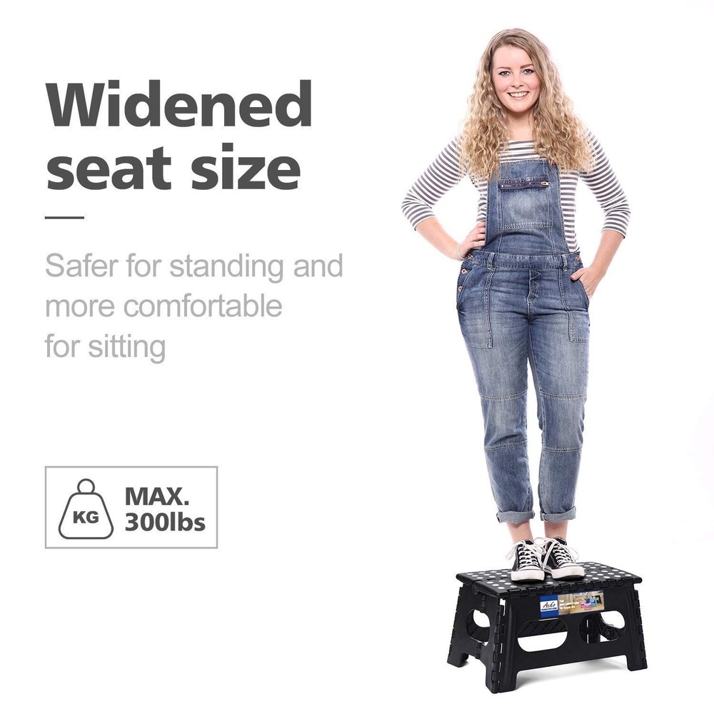 ACSTEP Folding Step Stool, Include Extra Wide Heavy Duty Stepping Stool and B...