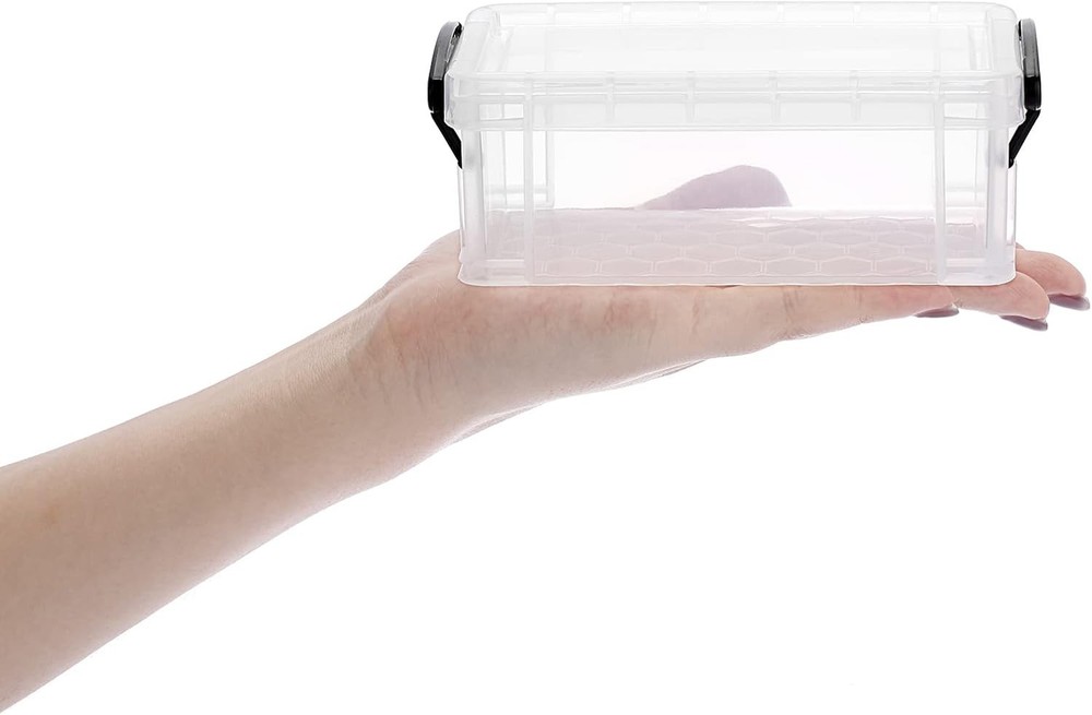 6 Pack Small Clear Plastic Storage Box with Lid Mini Sewing Box Organizer wit...