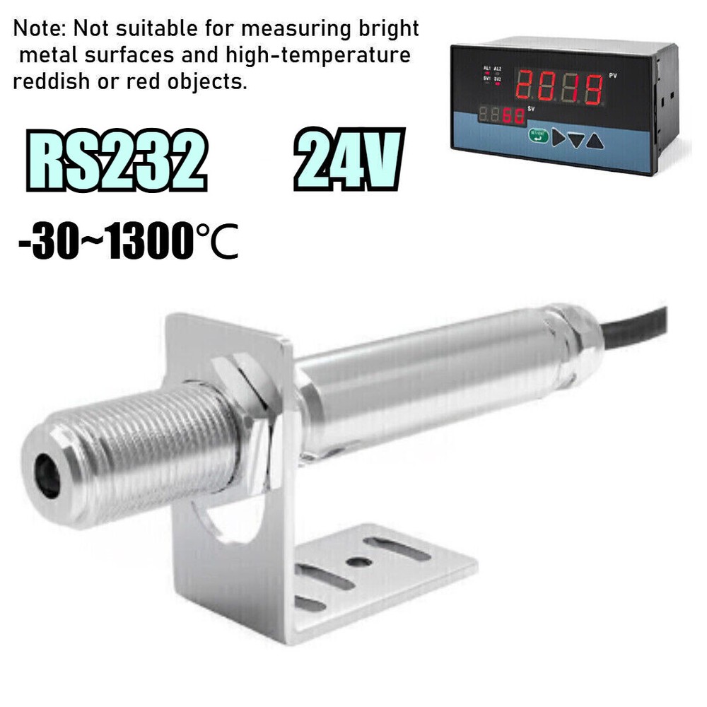 24V Infrared Thermometer Sensor Non-contact Temperature Tool W/ Controller RS232