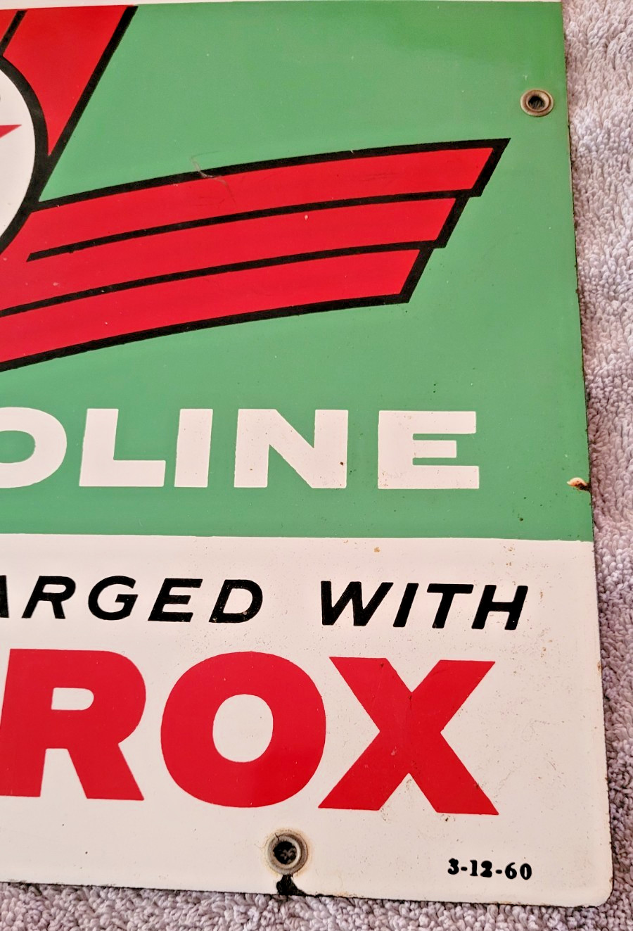 Original 1960 Sky Chief Su-preme Texaco Petrox Porcelain Sign 18" x 12"