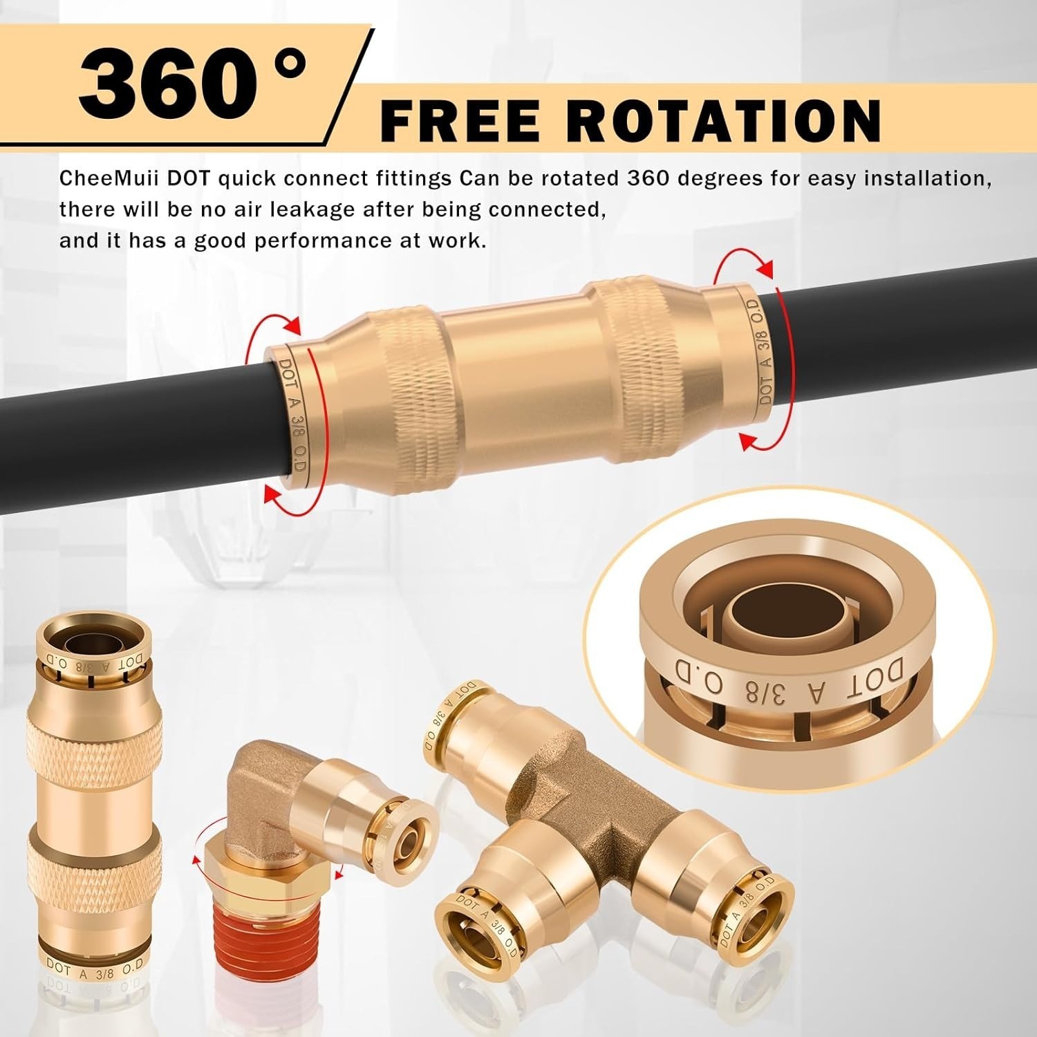 64 Pcs Brass DOT Air Line Fittings Kit Push Lock & Quick Connect Fittings NPT Th