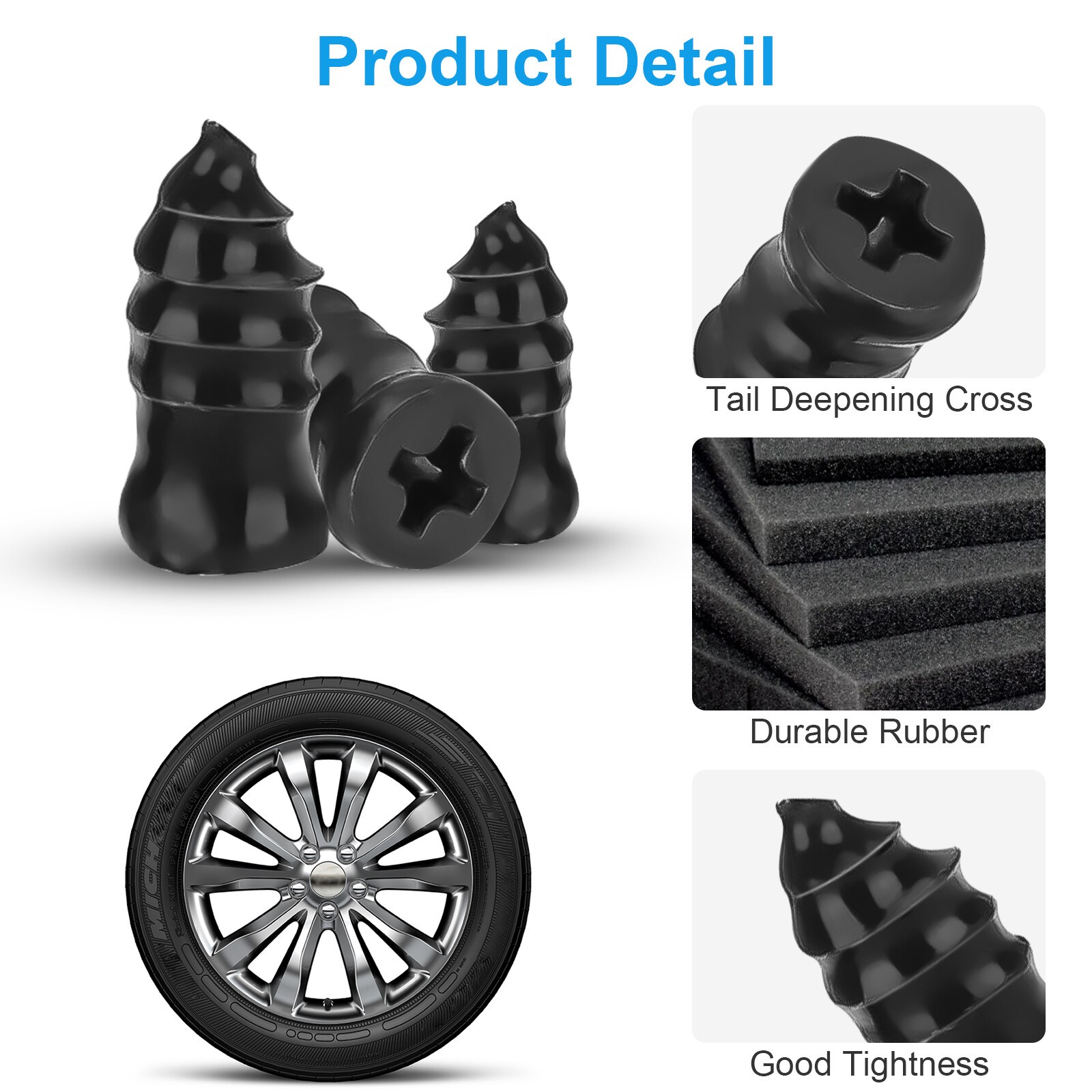 100Pcs Tire Repair Rubber Nails Tyre Puncture Repair Screws Kit w/ Screwdriver