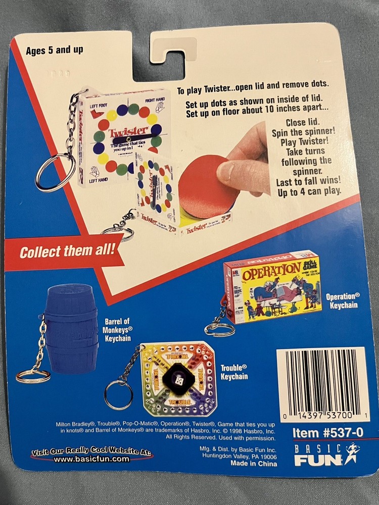 Basic Fun Twister Game Keychain 1998 New In Package