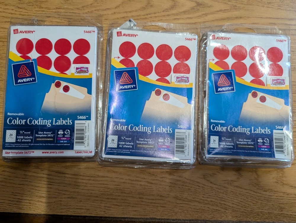 Avery Dennison Ave-05466 Round Color Coding Label - 0.75" Diameter 3 Pack