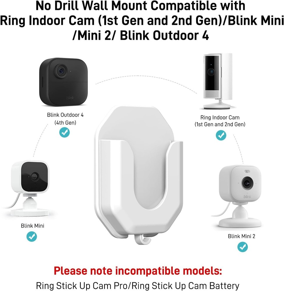 3Pack Ring Indoor Camera Wall Mount Bracket No Drill Adhesive