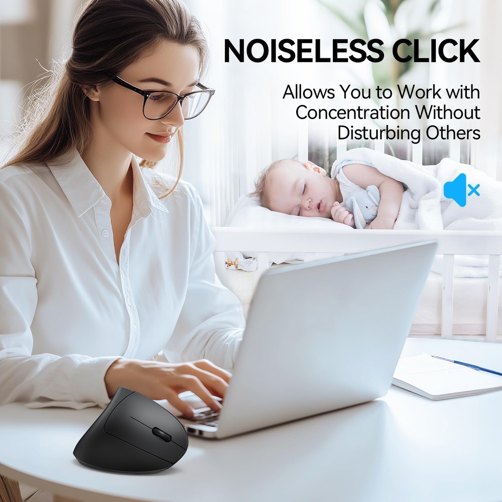 Ergonomic Mouse Wireless Bluetooth Vertical Mouse 4800 DPI Optical Tracking 6...