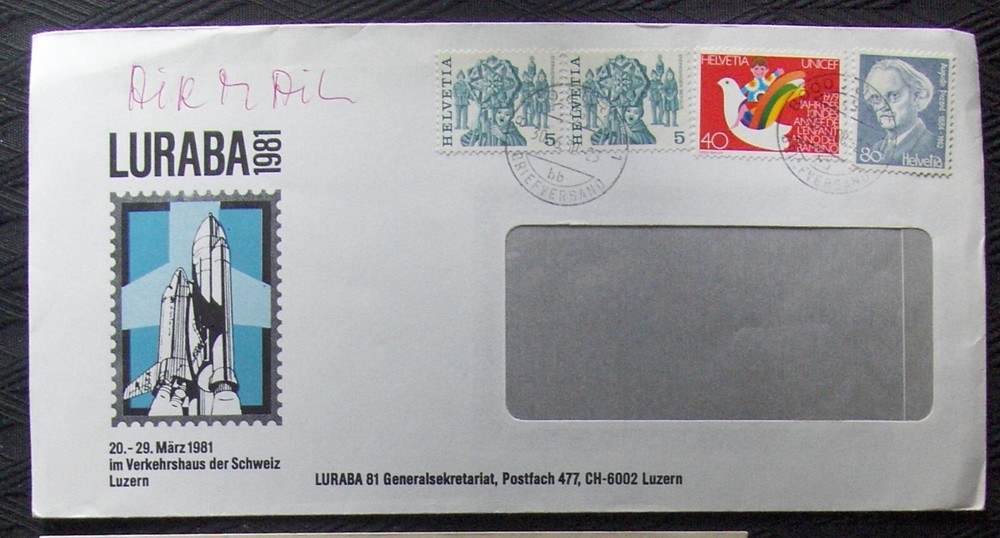 Switzerland. FDC Shuttle. Exposition LURABA-1981  Luzern