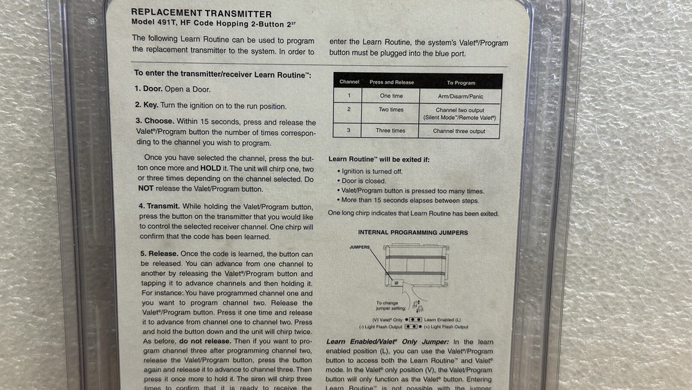 Viper 491T 2-Button Replacement Transmitter Remote Control DEI Directed Sealed