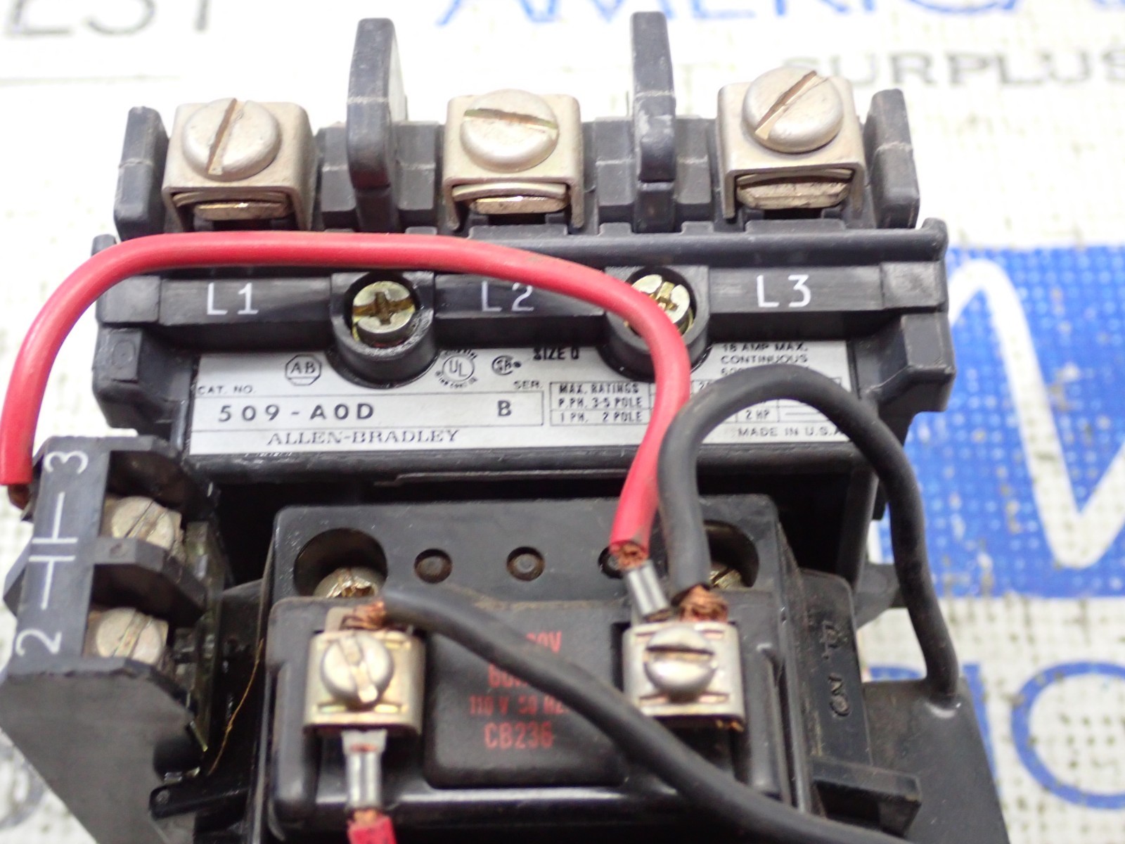 Allen Bradley 509-A0D 509-AOD Size 0 18 Amp Starter 120 Volt Coil Tested ST396